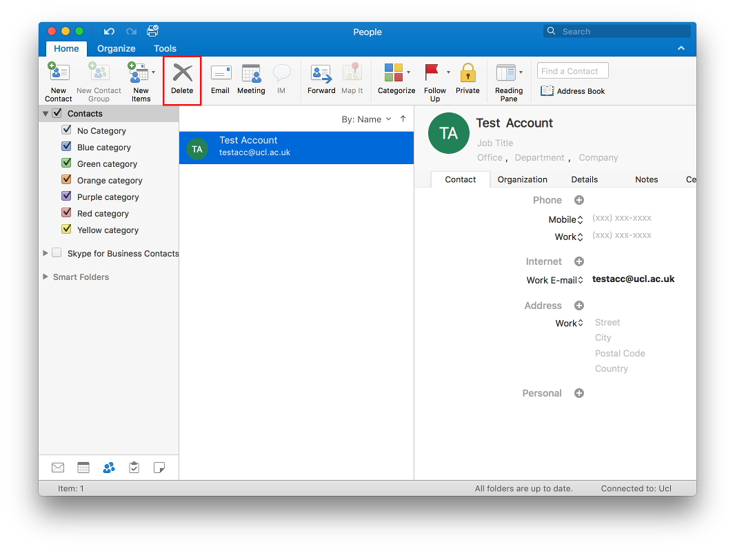 outlook 2016 for mac contact location